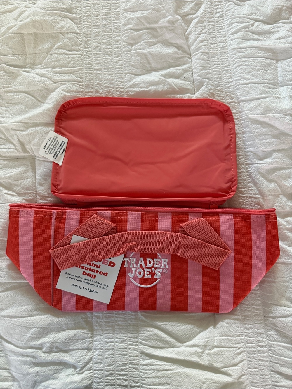 NWT Trader Joe’s Mini Pink Stripes Lunch Tote